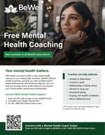 Free mental health coaching flyer-1-BeWell Medical Members 