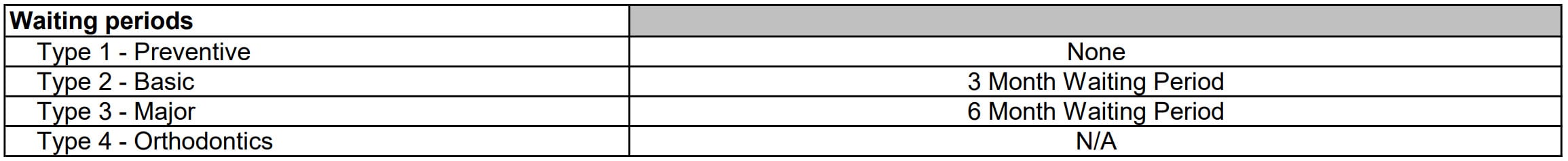 Plan Summary Waiting Periods