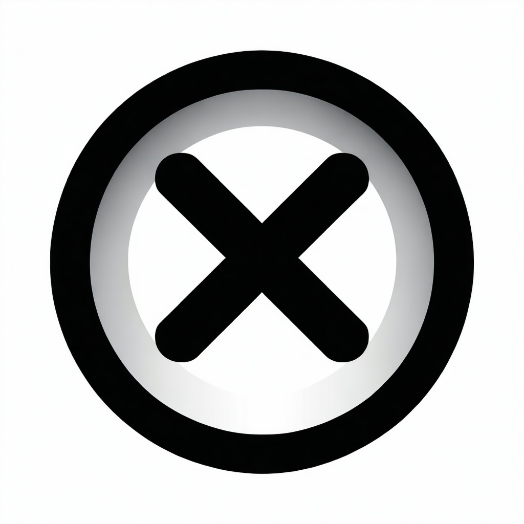 The image shows a simple icon of a x inside a circle The x is black and the circle has a gradient of white to gray transparent background-1